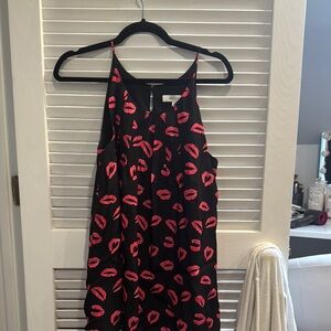 Milly Black and Pink Lip Print Blouse